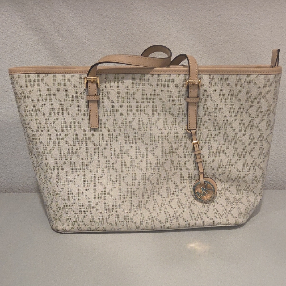 Michael Kors Cream and Beige Signature Large Tote